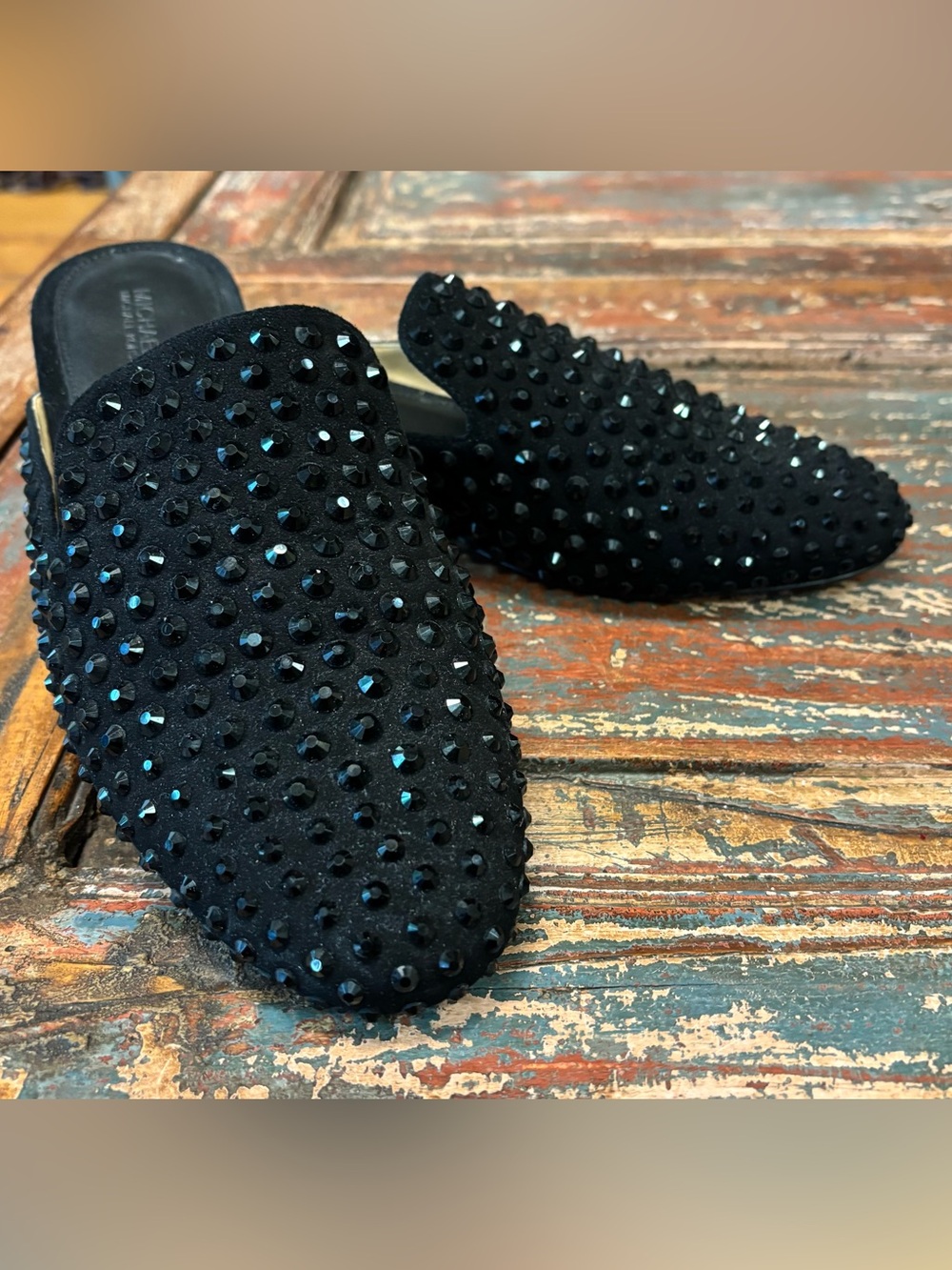 Michael Kors Black Studded Slip-On Mules